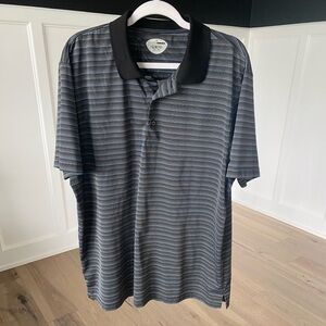 Grand Slam Mens Black and Blue Striped Slim Fit Short Sleeve Golf Polo Shirt XXL